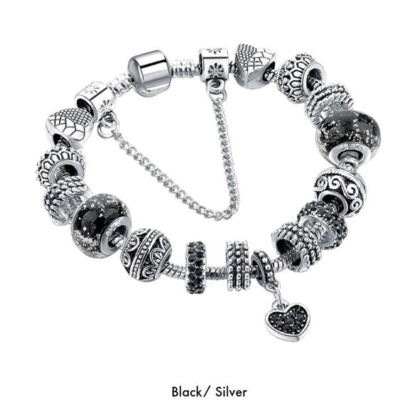 GENUINE MURANO STYLE GLASS & STAINLESS STEEL CHARM BRACELET 8"+ 2" EXTENDER NEW! - Picture 4 of 5